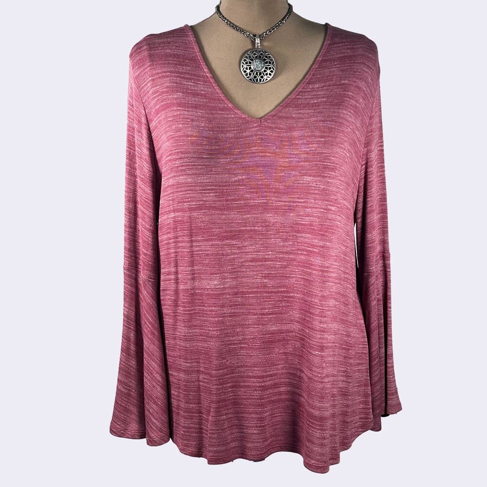 LOFT Heathered Pink Bell Sleeve Blouse